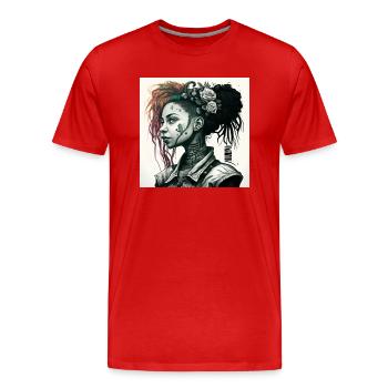 cyberg punk 9b218d23 480f 419d aceb 8af1c457f1fc - T-shirt bio Premium Homme - rouge - Devant - Damien (186cm)