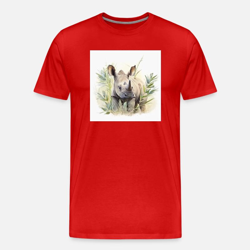 Nashorn - Männer Premium Bio T-Shirt - Rot