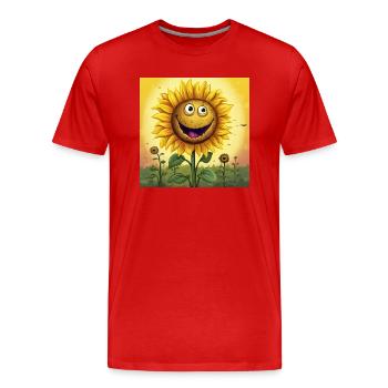 Sonnenblume Cartoon - Männer Premium Bio T-Shirt - Rot - Vorne - Damien (186cm)