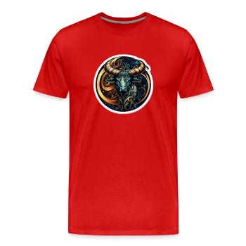 oiled bull - Men's Premium Organic T-Shirt - red - Front - Damien (186cm)