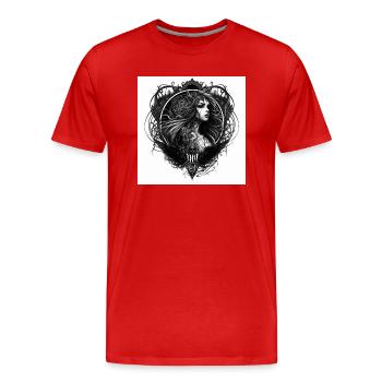 Femme fatale style tatouage - T-shirt bio Premium Homme - rouge - Devant - Damien (186cm)