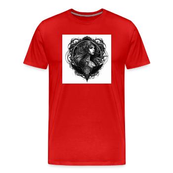 tatouage femme balance gothique - T-shirt bio Premium Homme - rouge - Devant - Damien (186cm)