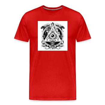 Illuminati eye - Men's Premium Organic T-Shirt - red - Front - Damien (186cm)