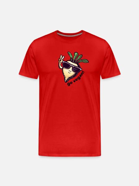 Cute vegan turnip. Peace! - Men's Premium Organic T-Shirt - red