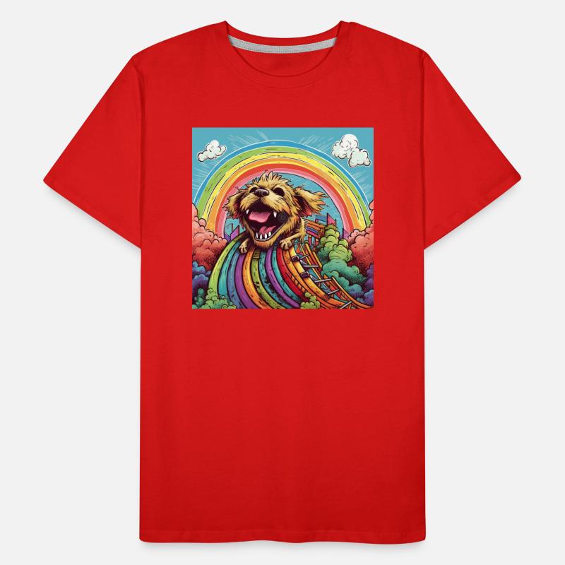 Funny LSD - freaky dwarf - Hund auf Rollercoster 1 Männer Premium Bio T-Shirt