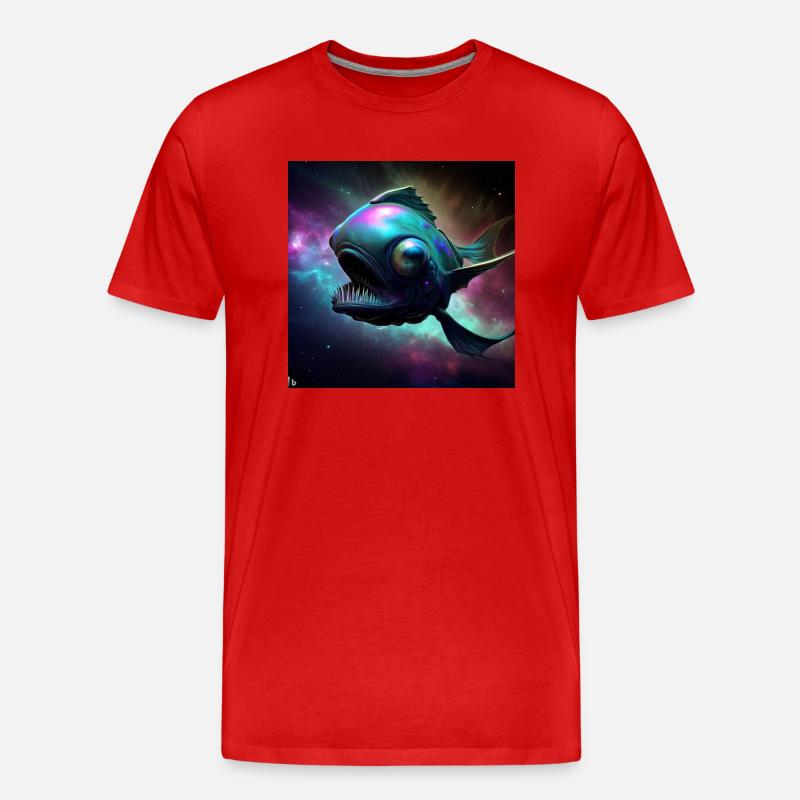 Spacefishartwork by Bruederchen - Männer Premium Bio T-Shirt - Rot