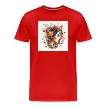 Retro Rhythms: An Ode to Music - Men's Premium Organic T-Shirt - red - Front - Damien (186cm)
