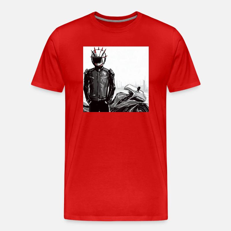 Motorrad Bleistiftzeichnung - Männer Premium Bio T-Shirt - Rot