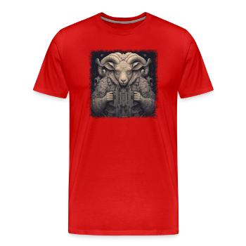 statement herd of sheep joke cookers happy - Men's Premium Organic T-Shirt - red - Front - Damien (186cm)