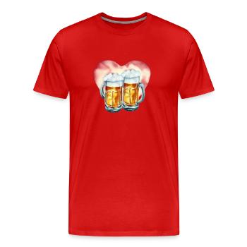 L’amour de la bière - T-shirt bio Premium Homme - rouge - Devant - Damien (186cm)