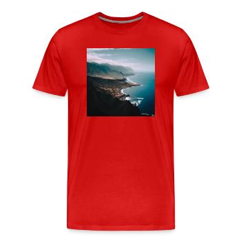 Island Tenerife - Men's Premium Organic T-Shirt - red - Front - Damien (186cm)