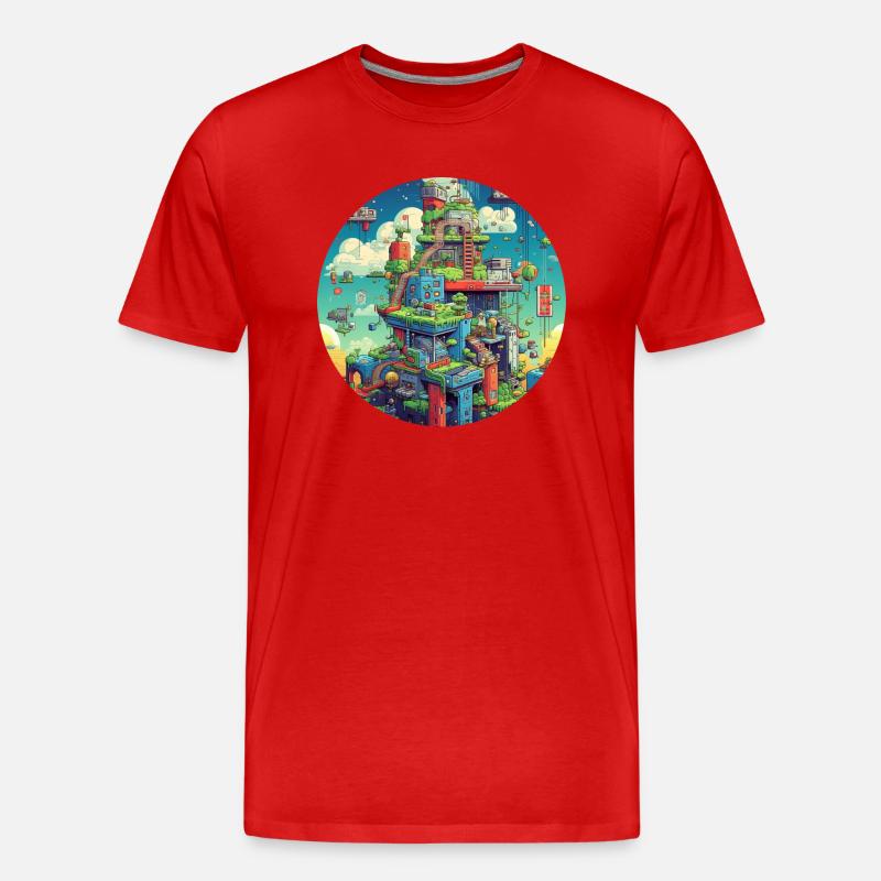 Spaß mit Pixel Videospielen - Männer Premium Bio T-Shirt - Rot