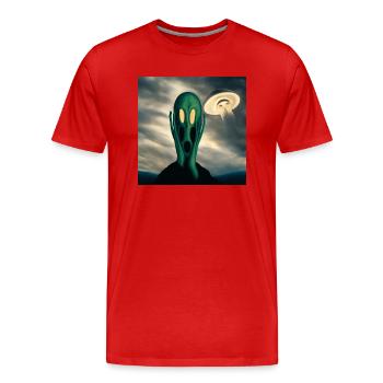 Cri extraterrestre - T-shirt bio Premium Homme - rouge - Devant - Damien (186cm)