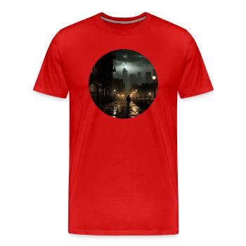 Mélancolie urbaine : entre concret et rêve - T-shirt bio Premium Homme - rouge - Devant - Damien (186cm)