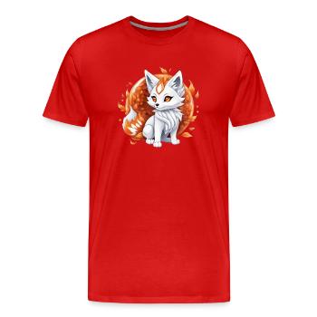 Kawaii Kitsune - Männer Premium Bio T-Shirt - Rot - Vorne - Damien (186cm)