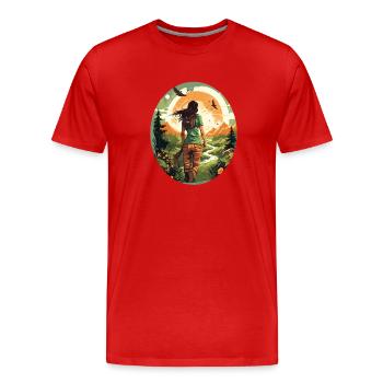 Aventure naturelle - durable par la nature - T-shirt bio Premium Homme - rouge - Devant - Damien (186cm)