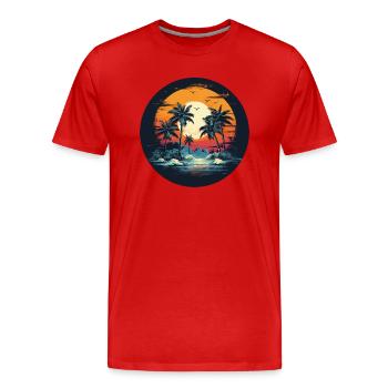 Strandurlaub im Design: Tropenflair zum Anziehen - Männer Premium Bio T-Shirt - Rot - Vorne - Damien (186cm)