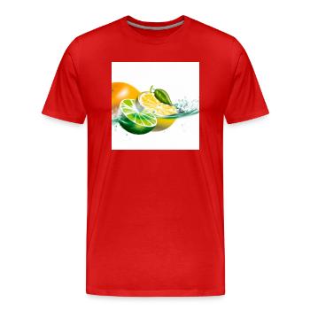 Éclaboussure d’agrumes - T-shirt bio Premium Homme - rouge - Devant - Damien (186cm)