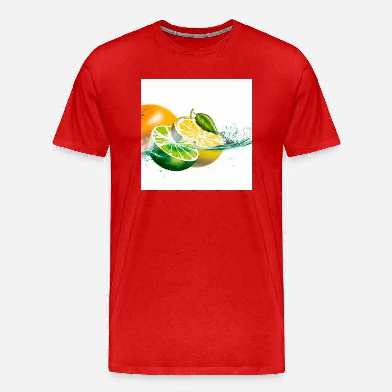 Zitrusfrüchte Splash - Männer Premium Bio T-Shirt - Rot