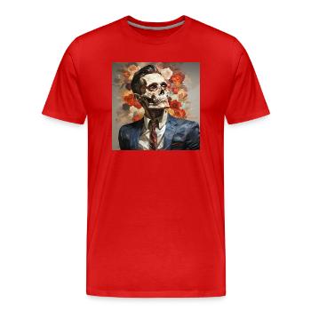 rough paintig of a low poly human paint - Men's Premium Organic T-Shirt - red - Front - Damien (186cm)