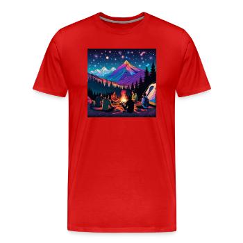 psychedelisches trippy Camping-Design - Männer Premium Bio T-Shirt - Rot - Vorne - Damien (186cm)