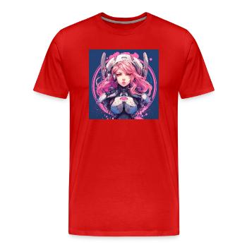 Meccha Anime Fille Rose - T-shirt bio Premium Homme - rouge - Devant - Damien (186cm)