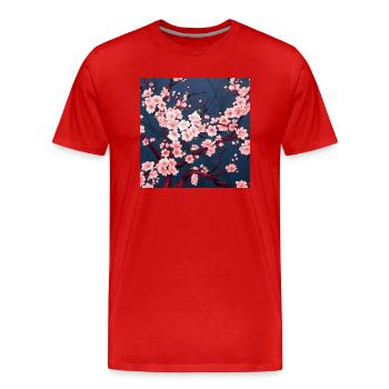 Les fleurs de cerisier vont toujours - T-shirt bio Premium Homme - rouge - Devant - Damien (186cm)