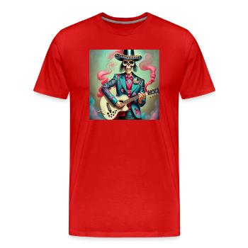 squelette - T-shirt bio Premium Homme - rouge - Devant - Damien (186cm)