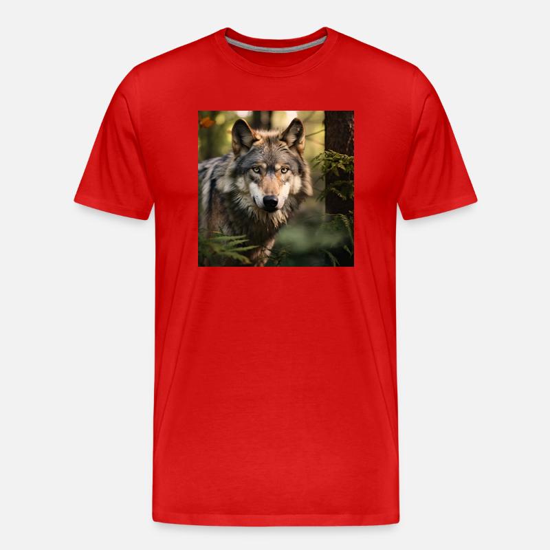 Die Kraft des Wolfes - Männer Premium Bio T-Shirt - Rot
