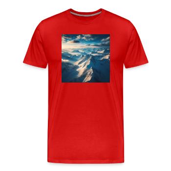 Paysage de montagne au-dessus des nuages - T-shirt bio Premium Homme - rouge - Devant - Damien (186cm)