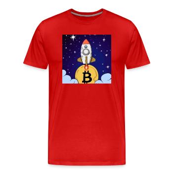 Bitcoin rocket to the moon - Männer Premium Bio T-Shirt - Rot - Vorne - Damien (186cm)