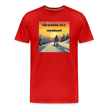 Snowboard Loving Retro Sunset Style - T-shirt bio Premium Homme - rouge - Devant - Damien (186cm)