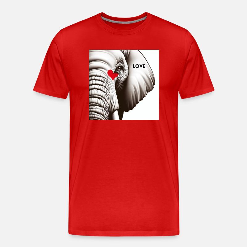 Elefant Love - Männer Premium Bio T-Shirt - Rot