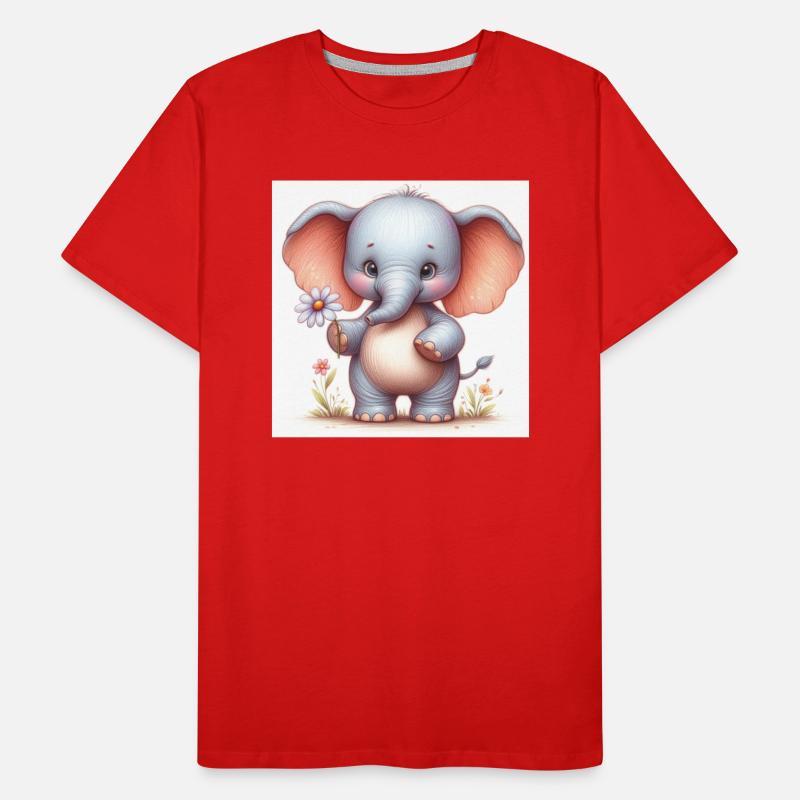 Bébé éléphant avec une fleur T-shirt bio Premium Homme