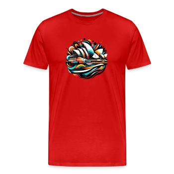 Sydney Oper abstrakt - Männer Premium Bio T-Shirt - Rot - Vorne - Damien (186cm)