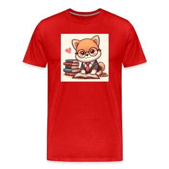 Shiba Inu Élégance - T-shirt bio Premium Homme - rouge - Devant - Damien (186cm)