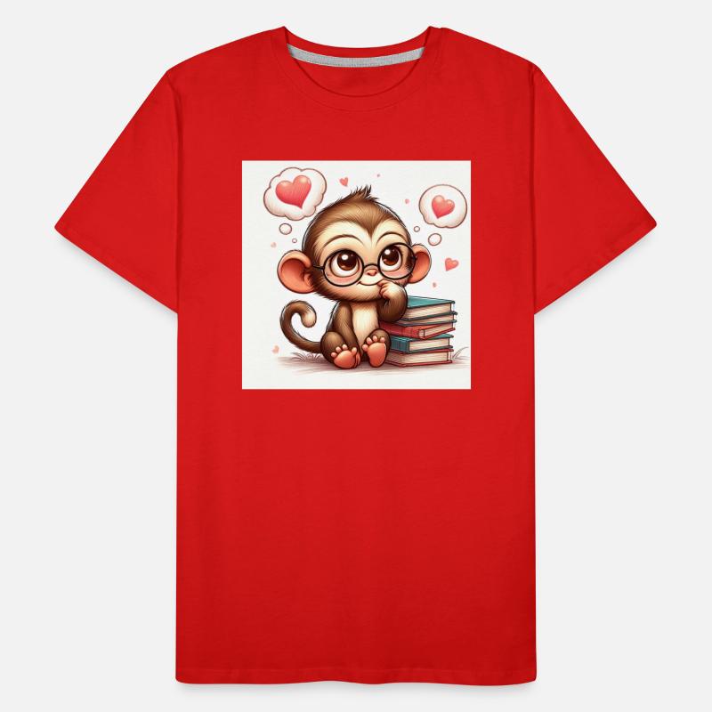 Affe mit Buch Männer Premium Bio T-Shirt