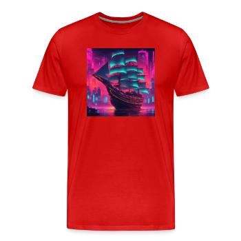Segelschiff - Männer Premium Bio T-Shirt - Rot - Vorne - Damien (186cm)