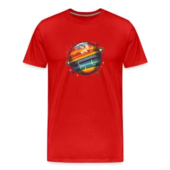 Planet der Vielfalt vintage - Männer Premium Bio T-Shirt - Rot - Vorne - Damien (186cm)