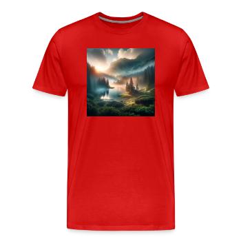 Lever du soleil - T-shirt bio Premium Homme - rouge - Devant - Damien (186cm)