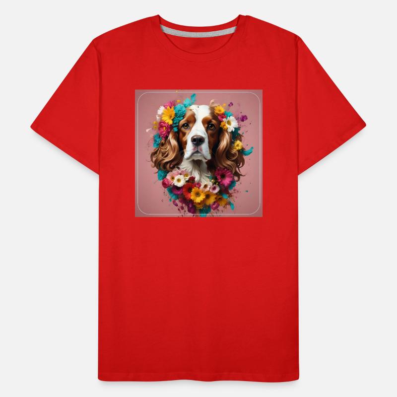 Cocker Spaniel, Blumen Männer Premium Bio T-Shirt