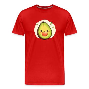Avocat heureux avec noyau - T-shirt bio Premium Homme - rouge - Devant - Damien (186cm)