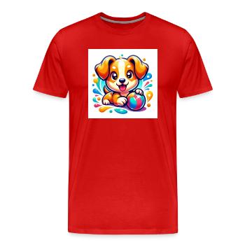 playful puppy - Men's Premium Organic T-Shirt - red - Front - Damien (186cm)