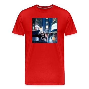 Times Square - Männer Premium Bio T-Shirt - Rot - Vorne - Damien (186cm)