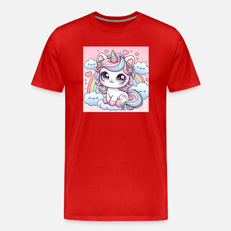 Regenbogen-Katze - Männer Premium Bio T-Shirt - Rot