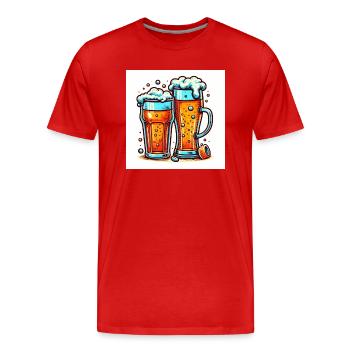 Bierglas - Männer Premium Bio T-Shirt - Rot - Vorne - Damien (186cm)