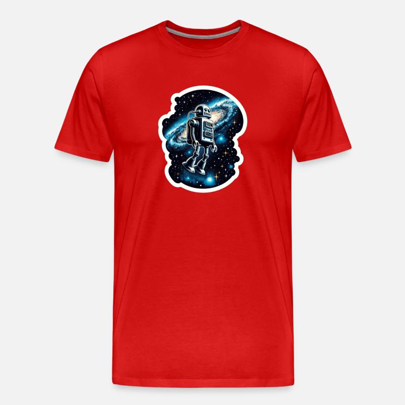 Weltraum-Androide - Männer Premium Bio T-Shirt - Rot