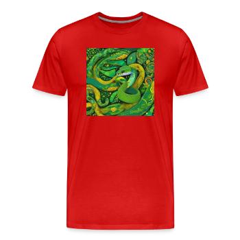 Snake - Men's Premium Organic T-Shirt - red - Front - Damien (186cm)