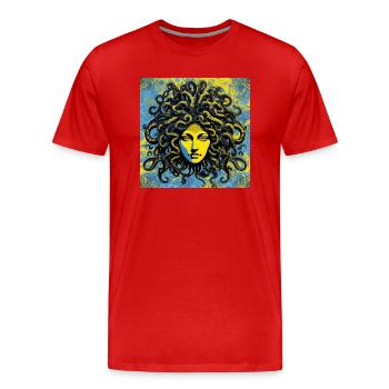 Méduse - T-shirt bio Premium Homme - rouge - Devant - Damien (186cm)