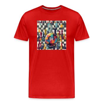 Weltschachbrett: Strategie und Einheit zelebrieren - Männer Premium Bio T-Shirt - Rot - Vorne - Damien (186cm)